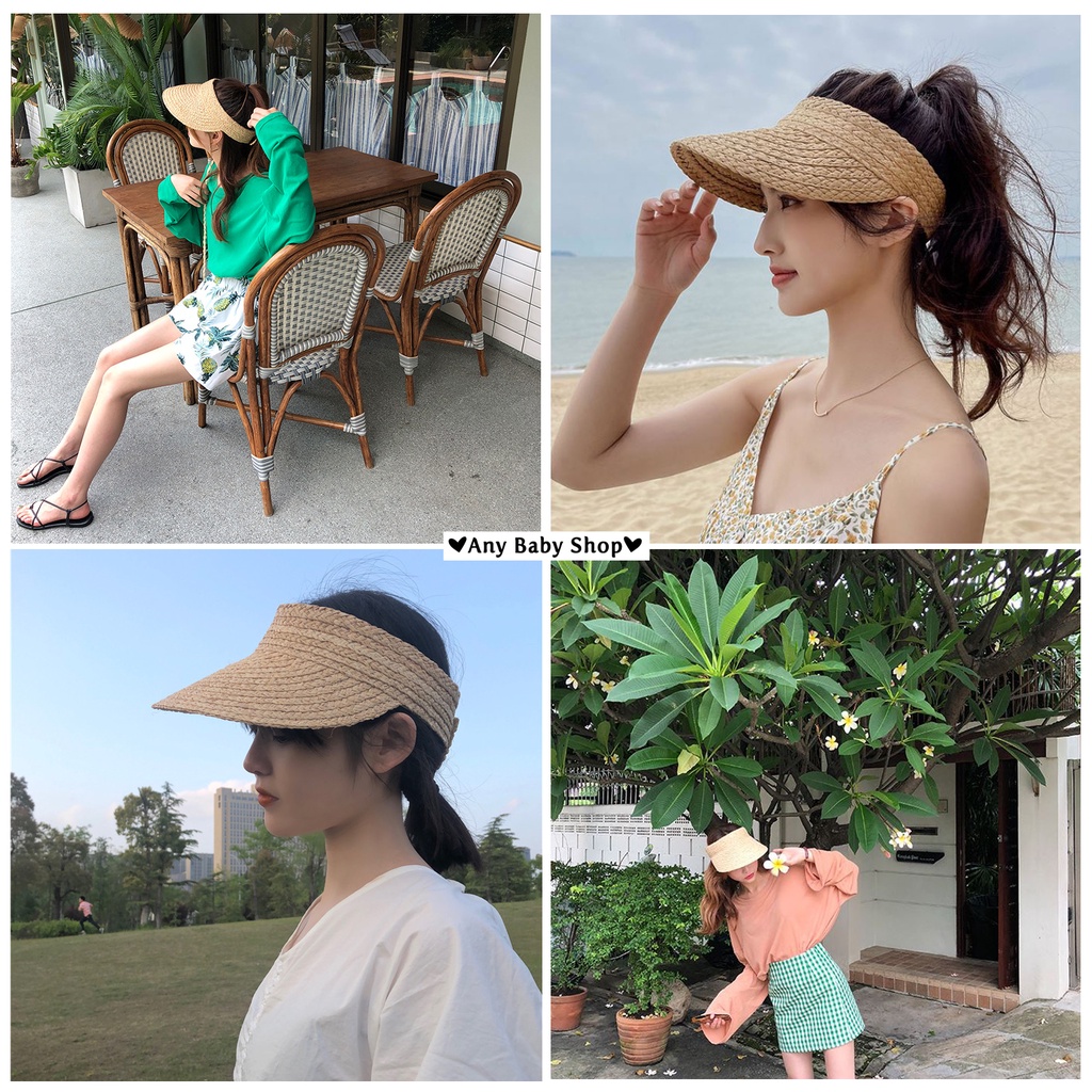 Mũ cói lục bình đi biển nửa đầu cho mẹ và bé 2 màu cực xinh(hàng có sẵn) ❣❣