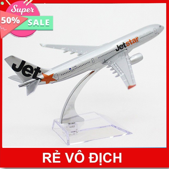 Máy bay mô hình kim loại Jetstar 16cm kèm đế trưng bày