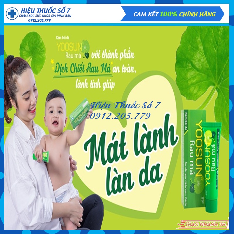 Yoosun rau má 25g, Kem bôi ngứa da tay, Rôm sảy làm dịu mát da (Date mới)