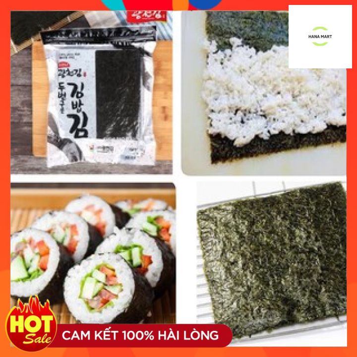 Rong biển cuộn cơm, kimbap Hanaro Hàn Quốc siêu dai, ngon, không tanh gói 100 lá