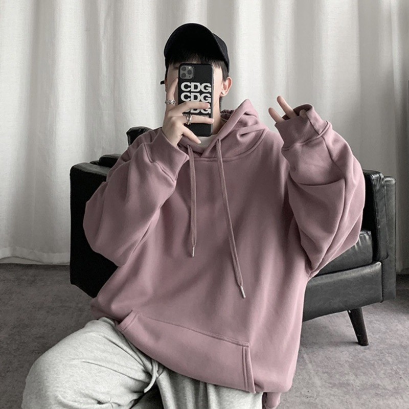 áo hoodie trơn hồng ruốc (dây cổ trắng) | BigBuy360 - bigbuy360.vn