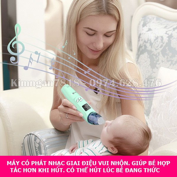 [CHÍNH HÃNG] Máy hút mũi điện tử cho bé BABY FUTUR, lực hút mạnh có 3 cấp độ, có phát nhạc vui nhộn cho bé MHM03