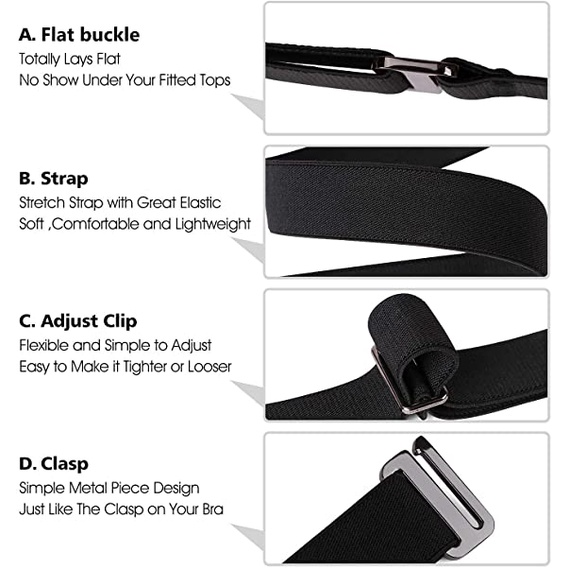 SmileFairyCC【COD &amp; Hàng Có Sẵn】Thắt Lưng Co Giãn Vô Hình Có Khóa Phẳng Có Thể Điều Chỉnh Cho Quần Jean / Đầm