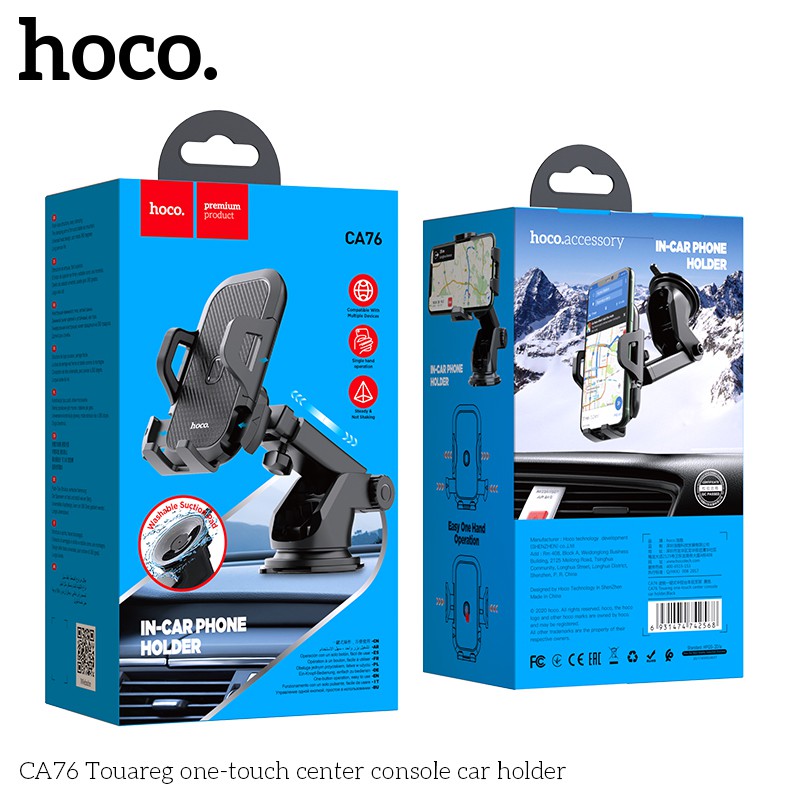 Giá đỡ điện thoại trên ôtô Hoco CA76, kẹp giữ trên Táp lô, kính chắn gió - Chính hãng