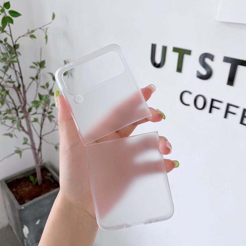 Ốp Điện Thoại PC Cứng Nhám Siêu Mỏng Trong Suốt Chống Dấu Vân Tay Cho Samsung Galaxy Z Flip5 Flip4 Flip3