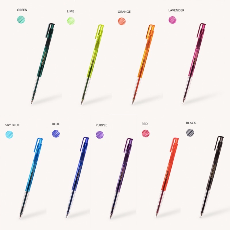 Viết bi nhiều màu ngòi 0.38mm - 0.38 Transparent Ballpoint Pen