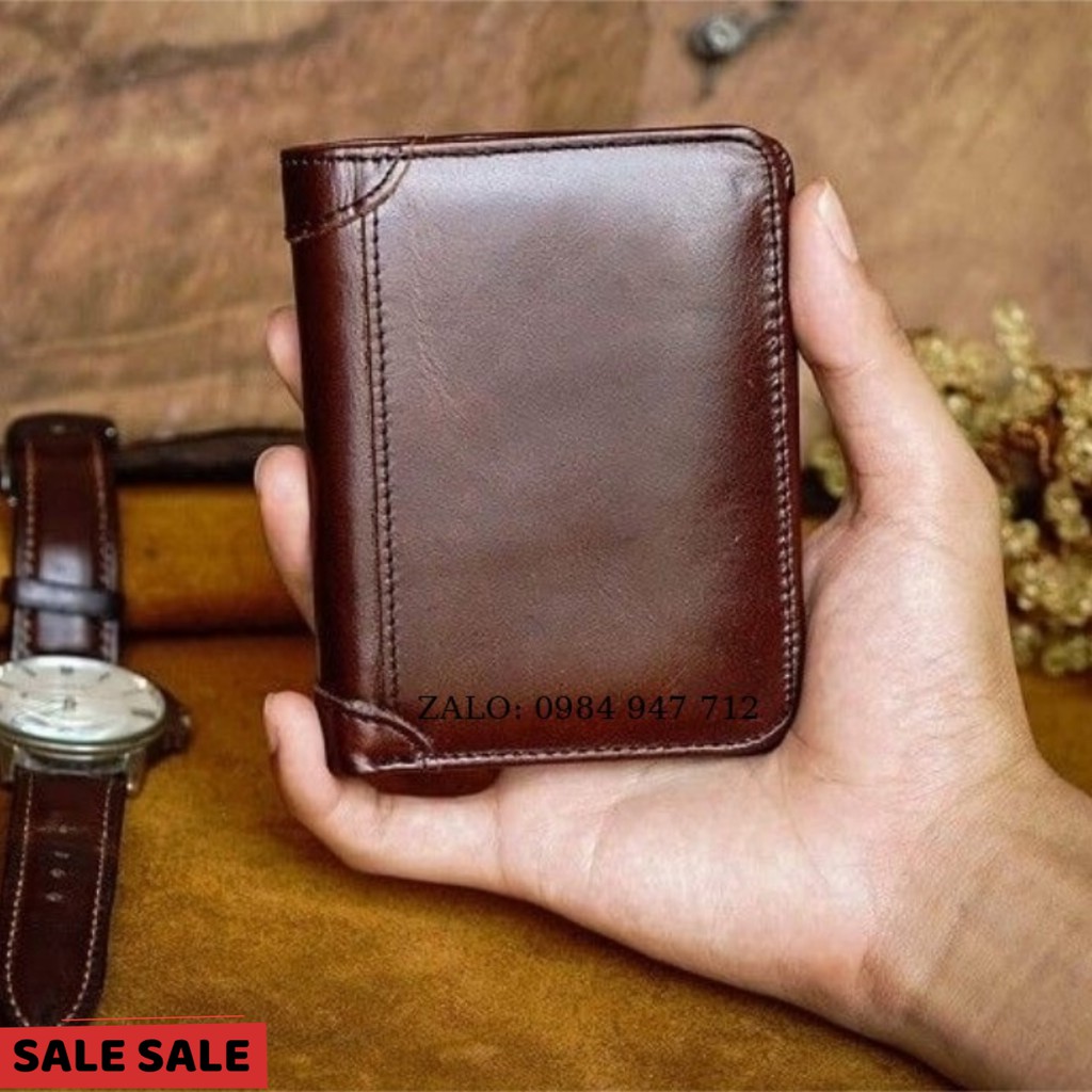 [Da Bò Thật 100%]Ví Da Nam, Ví Nam Dáng Đứng( Bảo Hành 12 Tháng)