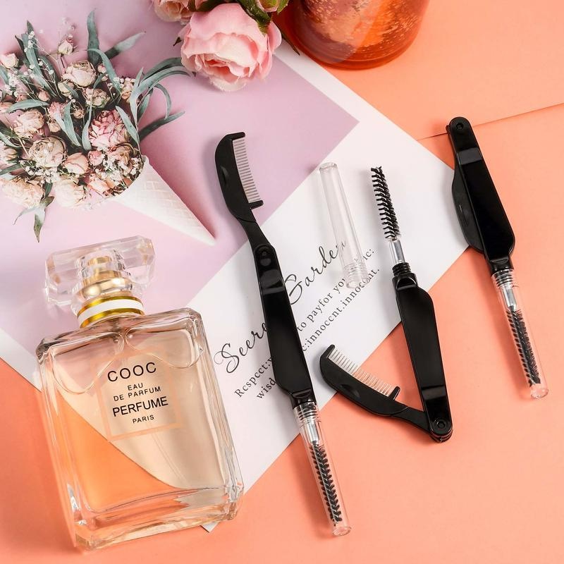 Lược Chải Lông Mi/Lông Mày Hai Đầu Tay Cầm Thẳng Màu Đen Thiết Kế Gấp Gọn Siêu Bền Tiện Lợi