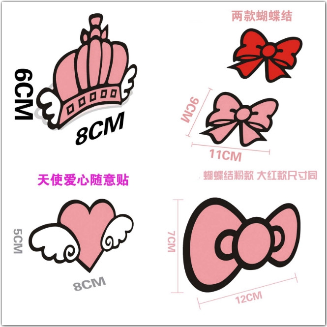 Miếng Đề Can Dán Trang Trí Xe Hơi / Cửa Sổ Hình Nơ Hoạt Hình Chống Nước