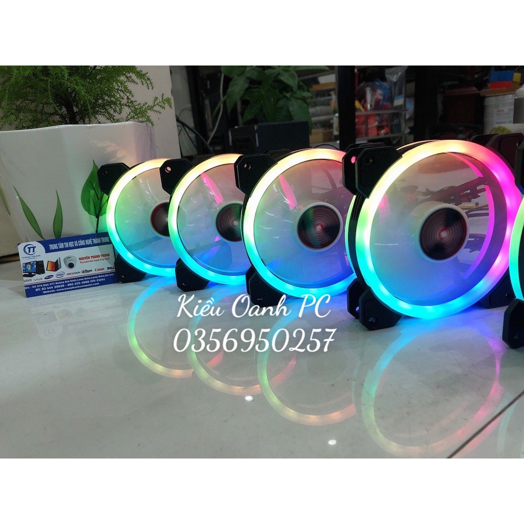 Quạt tản nhiệt, Fan Led RGB Coolmoon Sunshine V1 Dual Ring (Dùng qua Hub chuyển đổi nguồn)