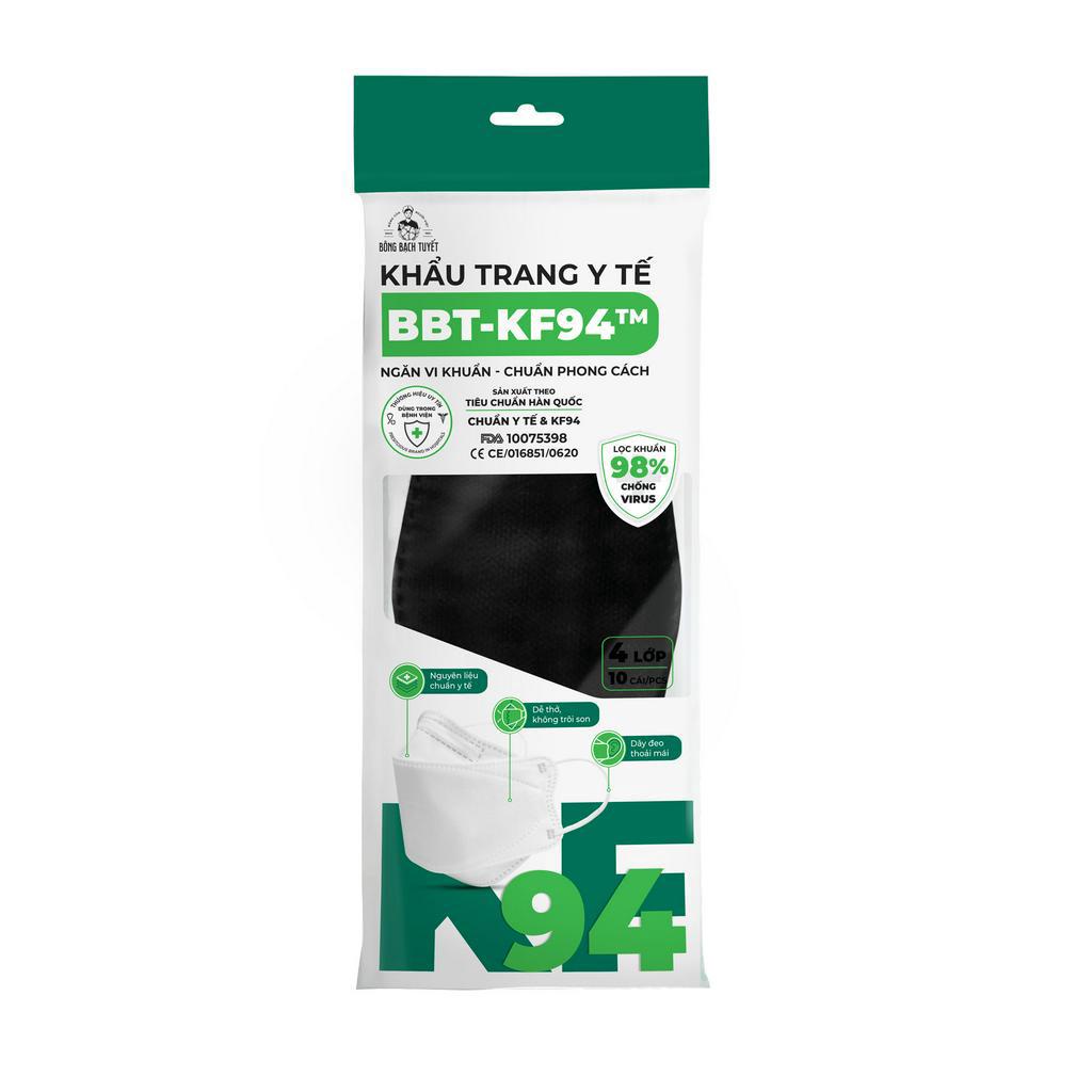 Khẩu trang Bông Bạch Tuyết KF94 Đen 10 cái/gói