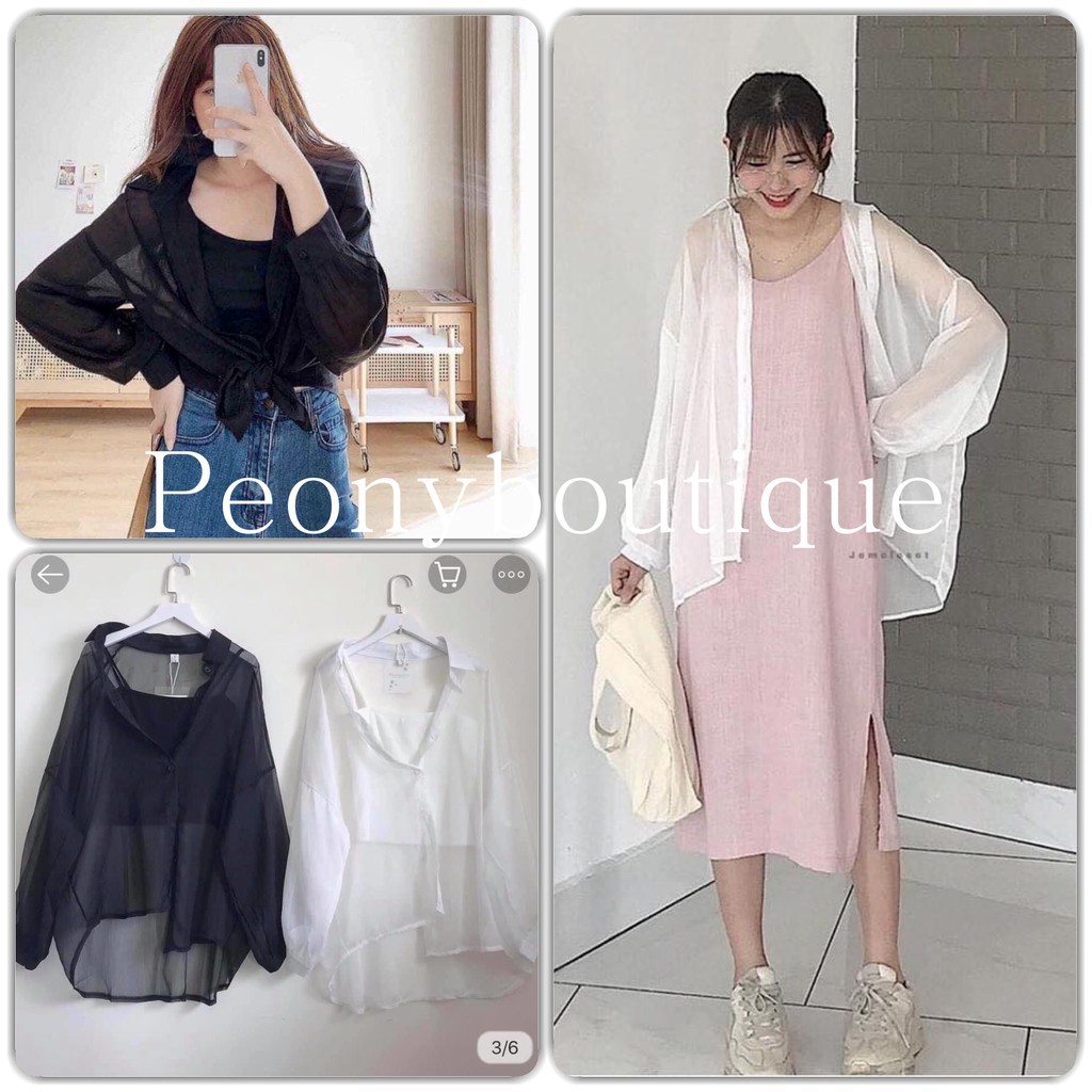 Set Áo Sơ Mi Voan Hai Dây 🌸 Bộ sơmi giấy kèm áo dây thun sợi bún 2s nữ SIÊU HOT 🌸 - Hàng nhập khẩu