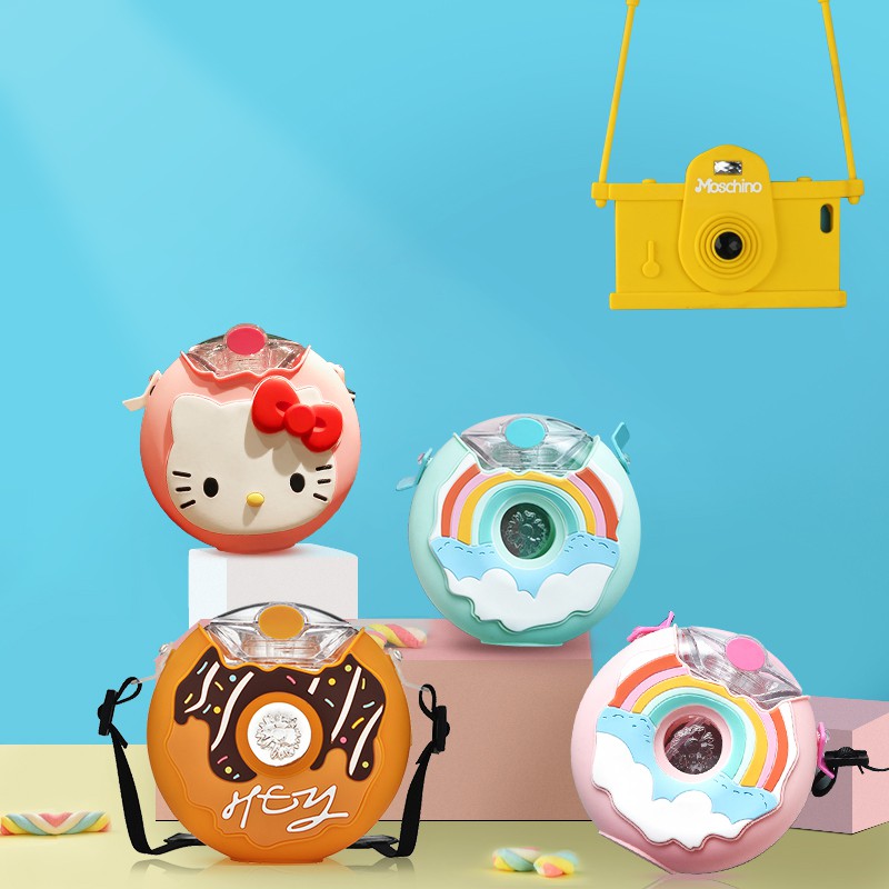 Bình Đựng Nước Hình Bánh Donut Có Dây Đeo Chống Rơi Dành Cho Bé