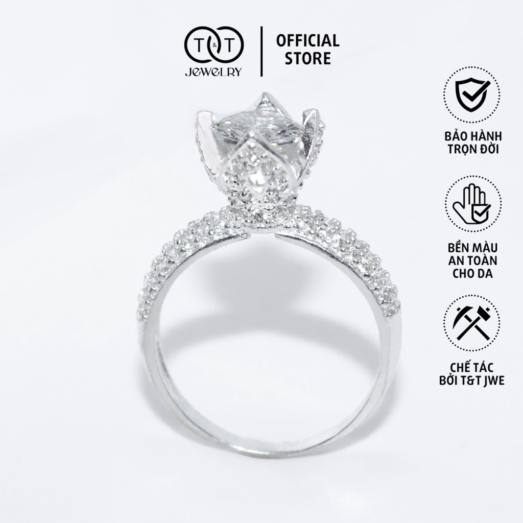 Nhẫn Bạc Nữ Hoa 4 Cánh s925 T&amp;T Jewelry cao cấp NN022