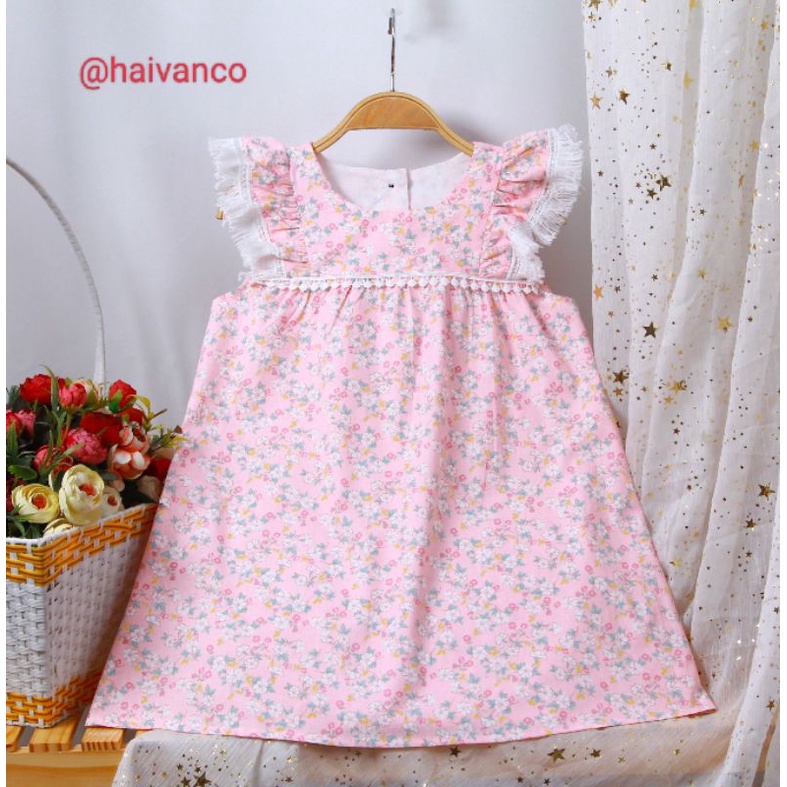 Đầm váy bé gái SIZE ĐẠI hoa nhí tay cánh tiên haivanco vải Kate nhập 15 đến 40 kg  mềm mại thoáng mát đi học đi chơi đẹp
