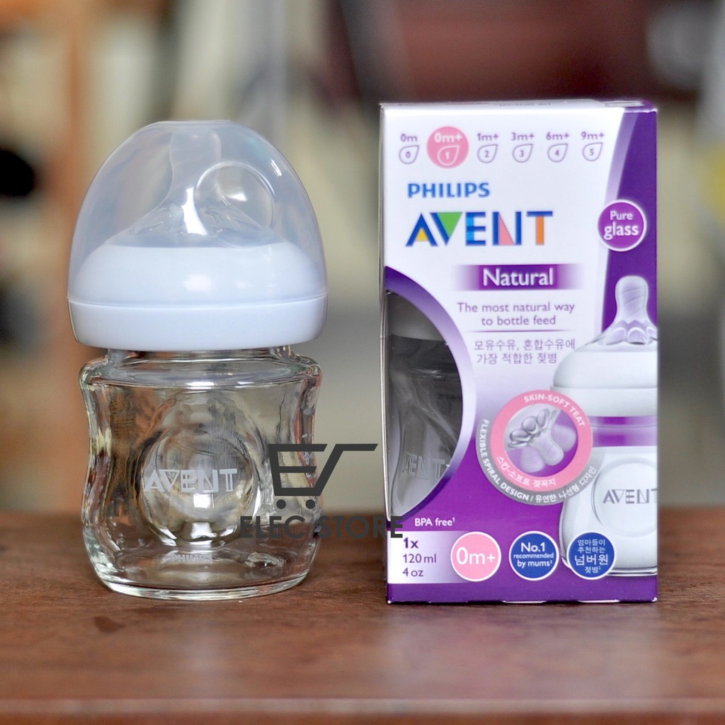 BÌNH SỮA PHILIPS AVENT THUỶ TINH - 120 -240ML SẢN XUẤT TẠI PHÁP - CHỌN NÚM