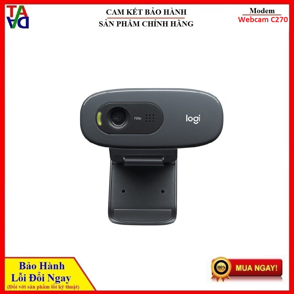 [Mã 1511ELSALE hoàn 7% đơn 300K] Webcam Logitech C270 FullHD 720P - Hàng chính hãng - Bảo Hành 24 Tháng