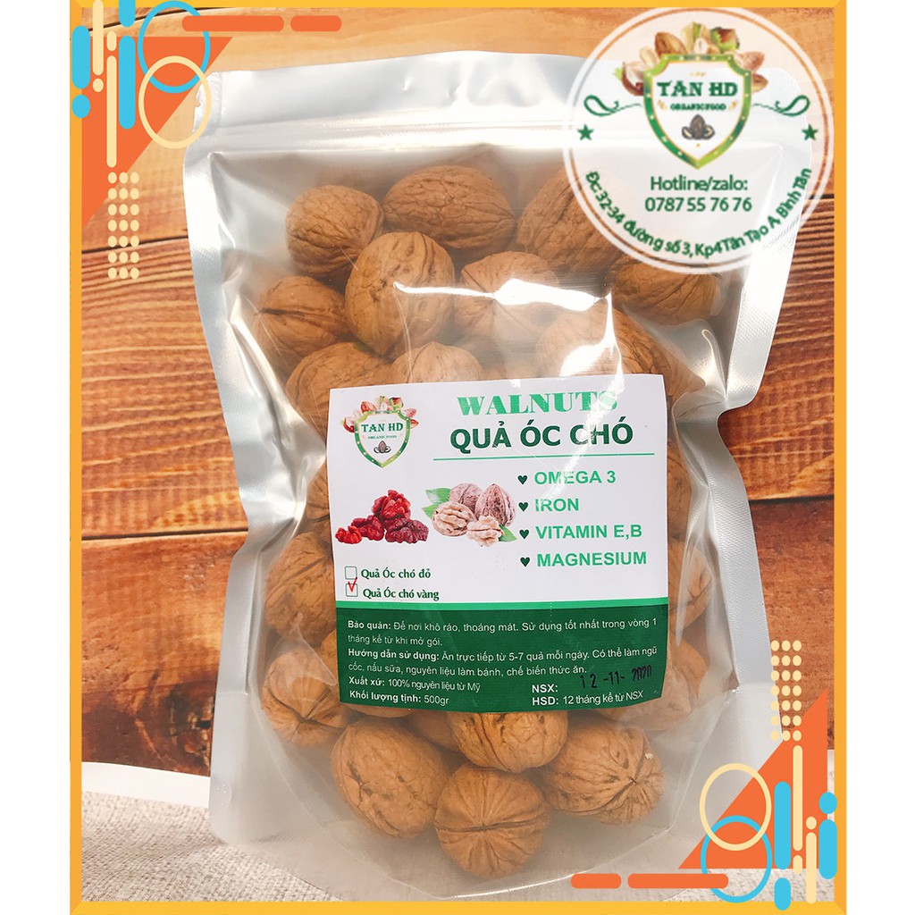 Quả óc chó nhập khẩu Mỹ  ( 500gr) - Có tặng kìm khi mua từ 1kg