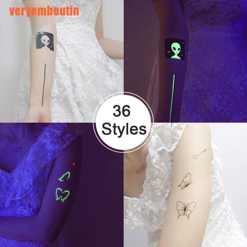 Hình Xăm Dán Tạm Thời Màu Dạ Quang Độc Đáo