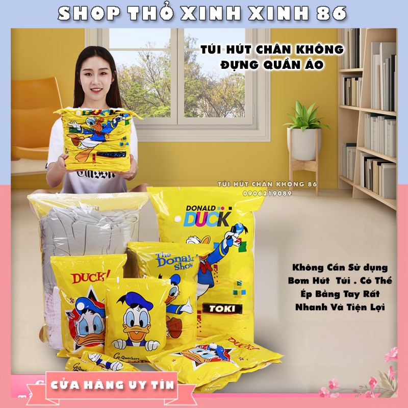 Túi Hút Chân Không Đựng Quần Áo Ép Tay Hút Máy Vuông Đáy Siêu Rộng TD889