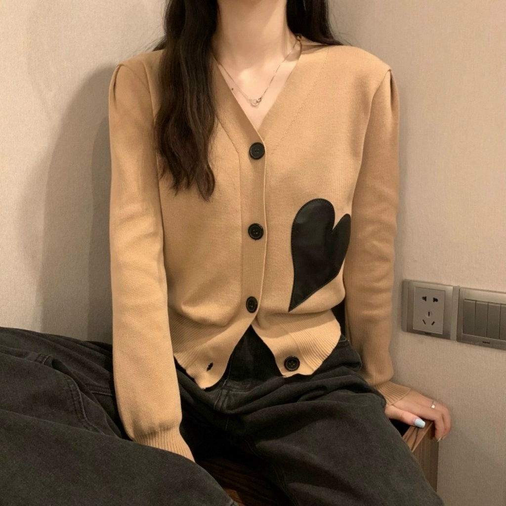 ✨BÁN SỈ✨Áo len  QC CADIGAN 3 màu họa tiết tim