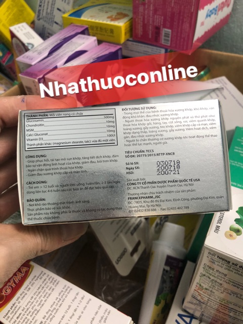 GLUCOSAMIN 500 GIÚP XƯƠNG CHẮC,KHỚP KHOẺ (sản phẩm này ko phải là thuốc ko có tác dụng thay thế thuốc chữa bệnh)