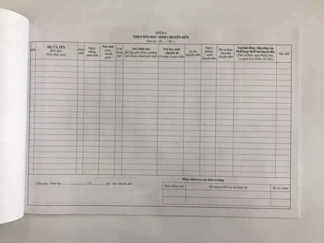 Sổ theo dõi học sinh chuyển đi chuyển đến