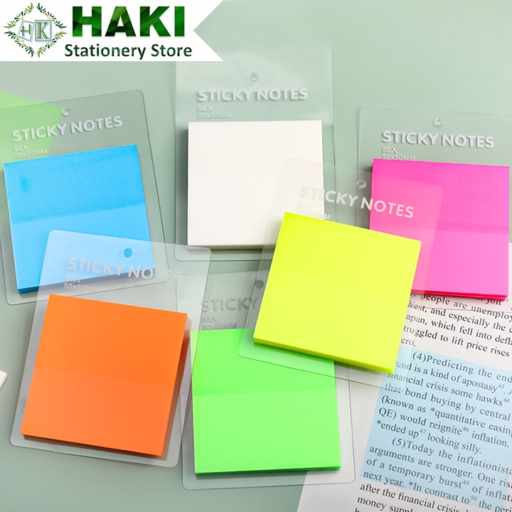 Bộ 50 tờ giấy ghi chú màu trong HAKI chống thấm nước tiện dụng NO3