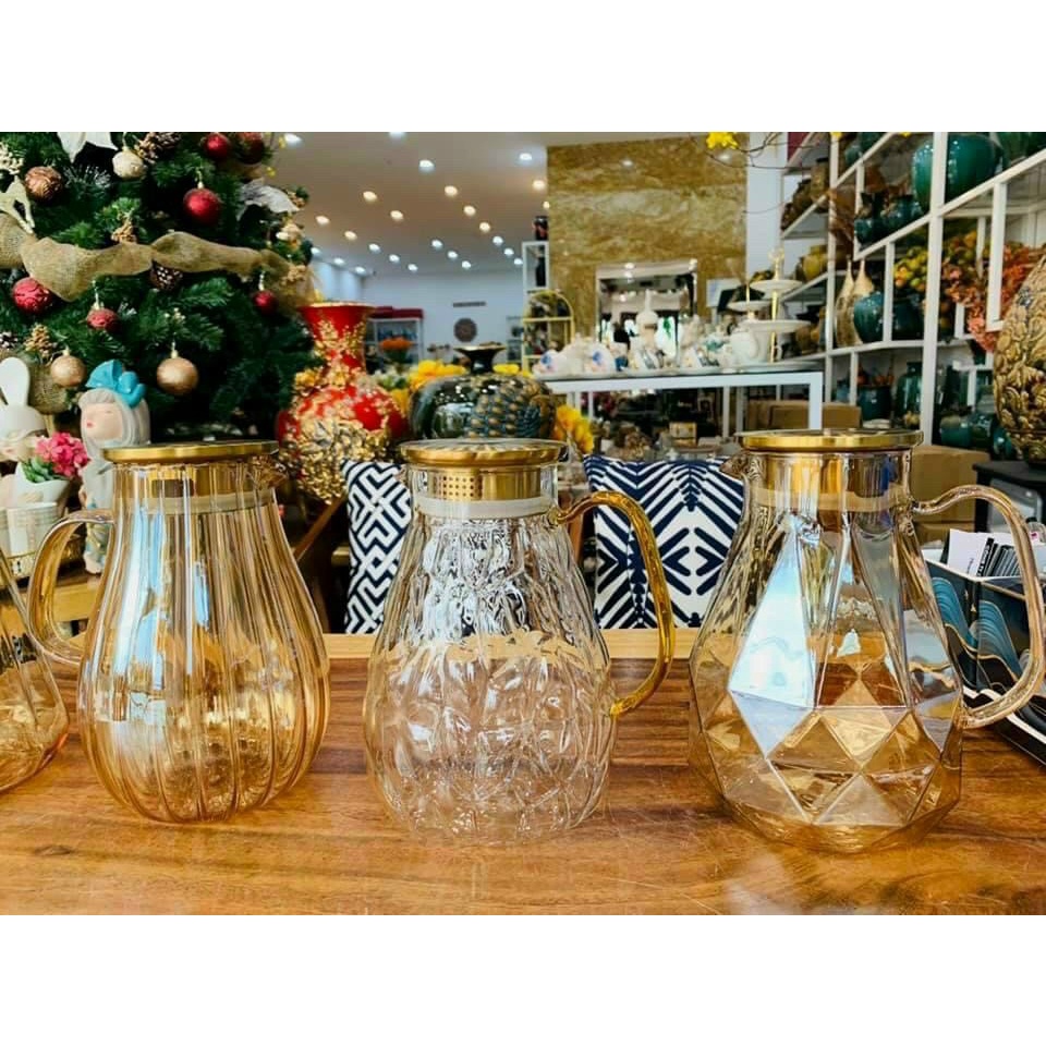 [ Sỉ lẻ ] [ giá tận xưởng] Bình Đựng Nước 1.9Lít Thủy Tinh Chịu Nhiệt, Bình Thủy Tinh Chịu Nhiệt Màu Vàng