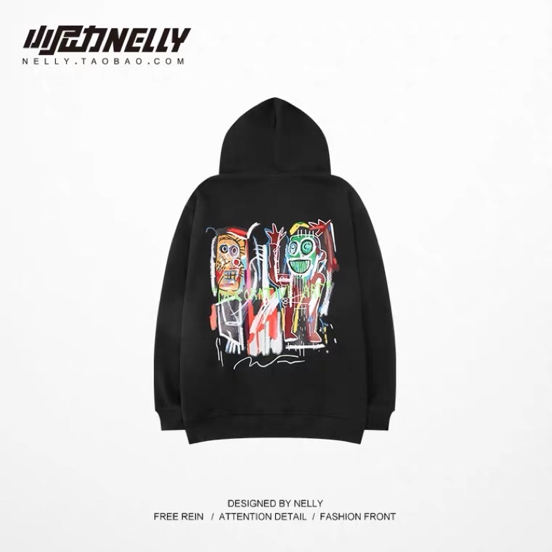 Áo hoodie nelly  dáng unisex form rộng decorative art