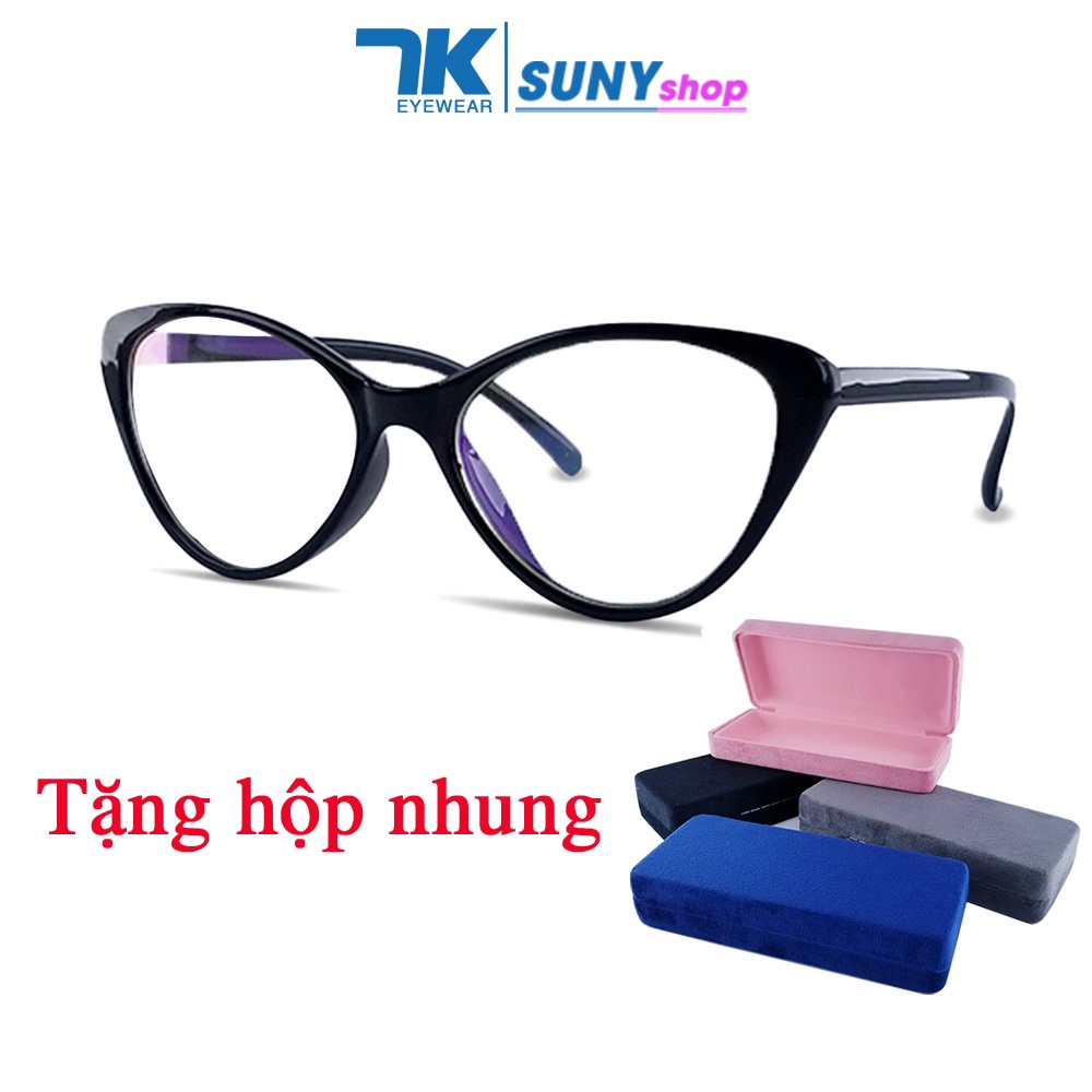 Gọng kính cận nữ mắt mèo nhựa màu đen, nâu, da báo 7K2383. Tròng 0 độ giả cận có sẵn, chống ánh sáng anh, tia UV