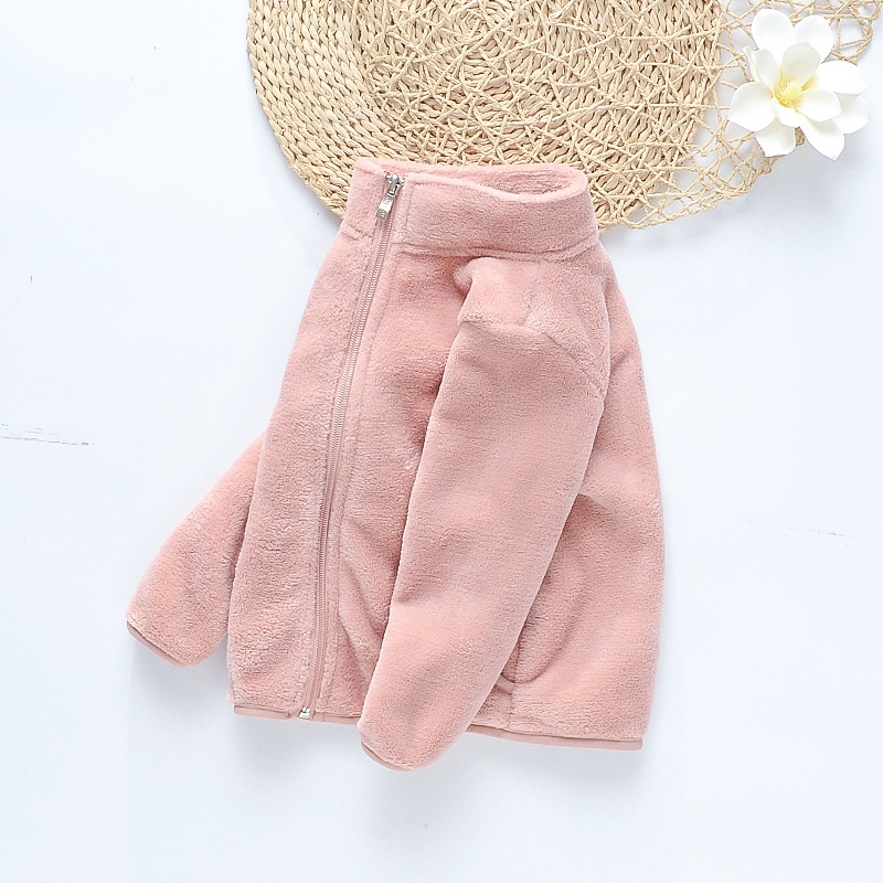 Áo Khoác Cardigan Lông Cừu San Hô Phối Khóa Kéo Thời Trang Thu Đông 2022 Mới Cho Bé