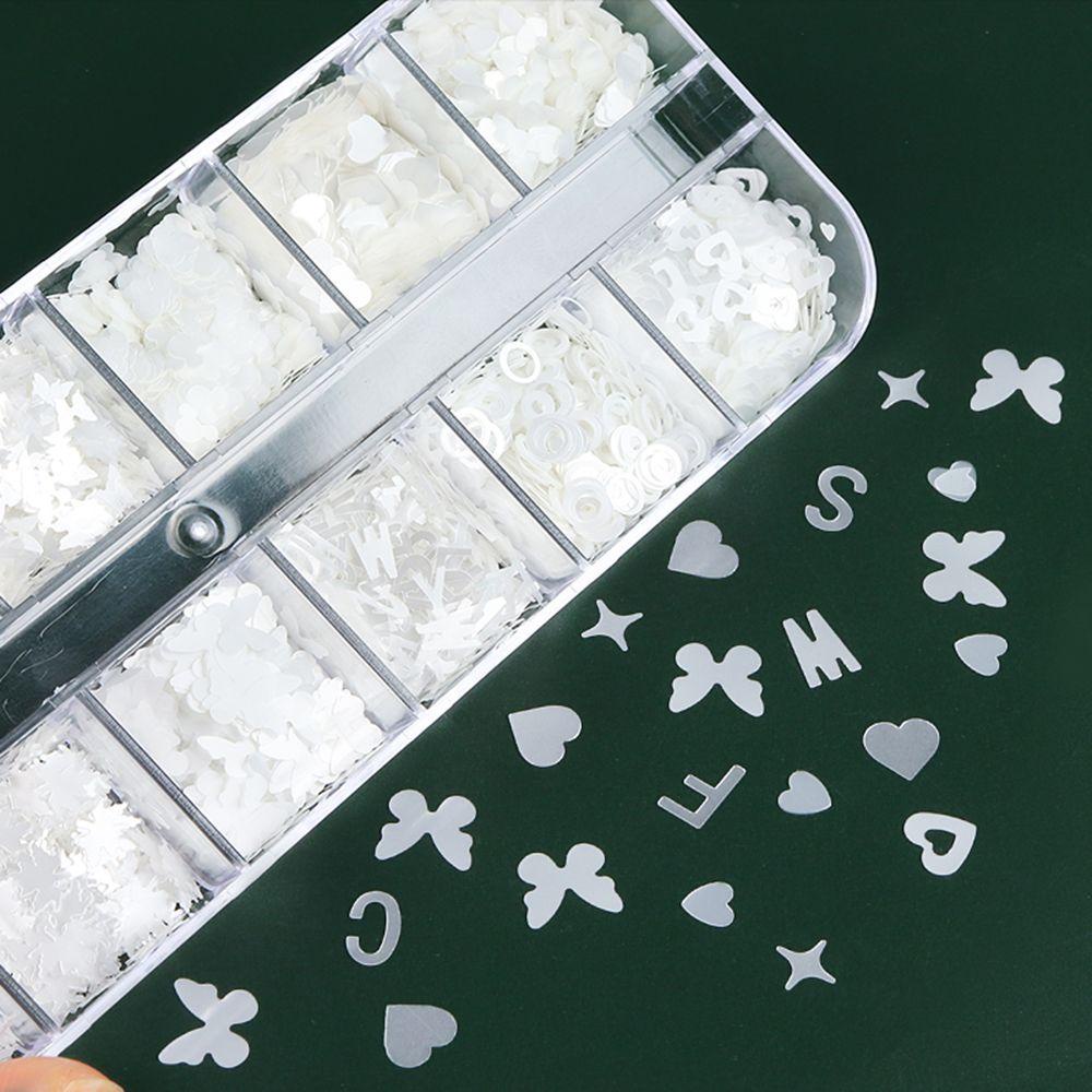 Hộp Kim Tuyến 12 Ngăn In Chữ Trang Trí Móng Nghệ Thuật DIY