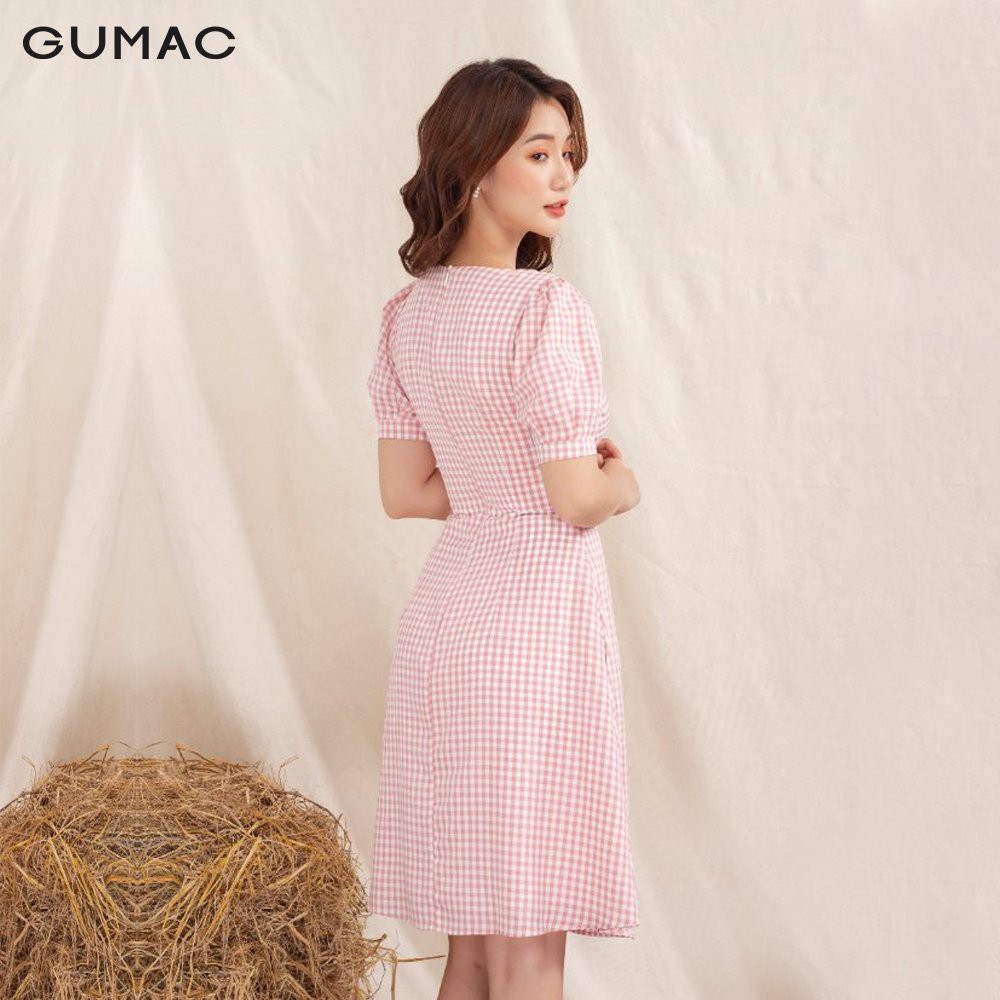 Đầm caro rút ngực GUMAC DA1002 | BigBuy360 - bigbuy360.vn