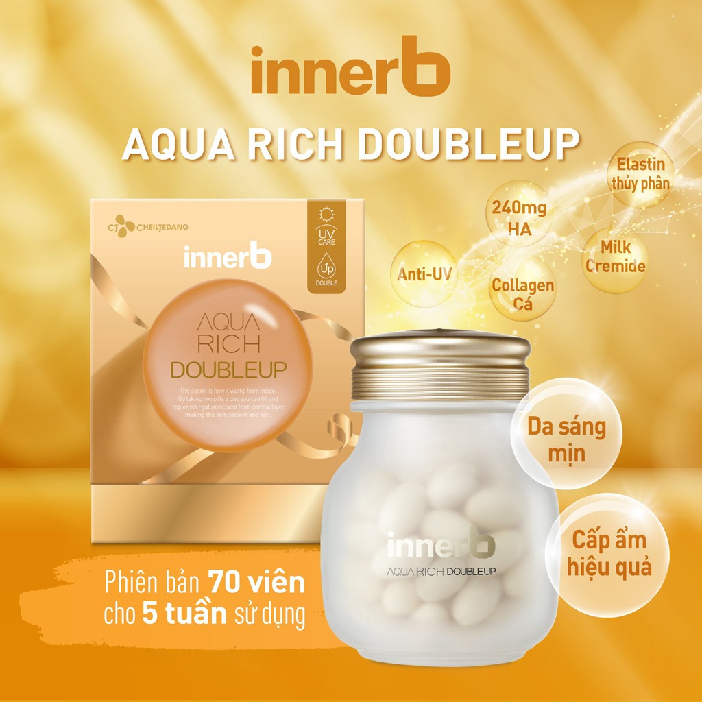 [Chính Hãng] Bản Nâng Cấp - Viên Uống Cấp Nước Và Collagen InnerB Aqua Rich Double Up 70 viên