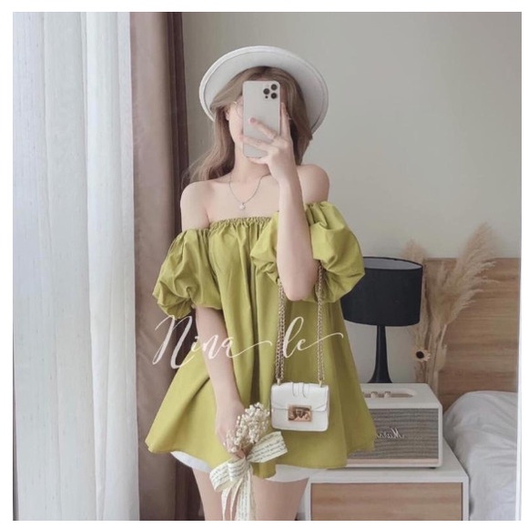 Áo trễ vai tay bồng hàn quốc kiểu dáng ulzzang vintage form rộng dấu quần cực xinh dễ thương dự tiệc