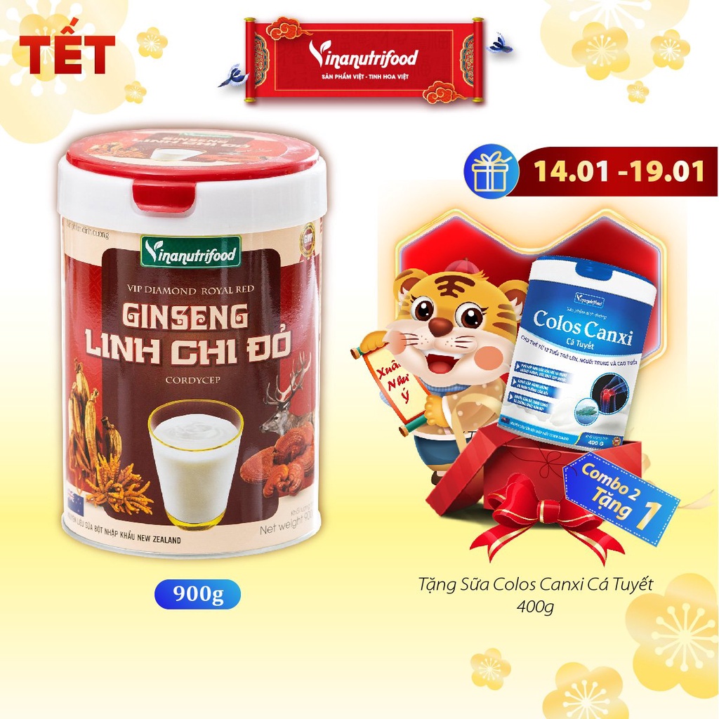 Sữa bột Linh chi đỏ Vinanutrifood, Hộp 900g dành cho người mới ốm dậy, tăng cường hệ miễn dịch, nâng cao sức khỏe