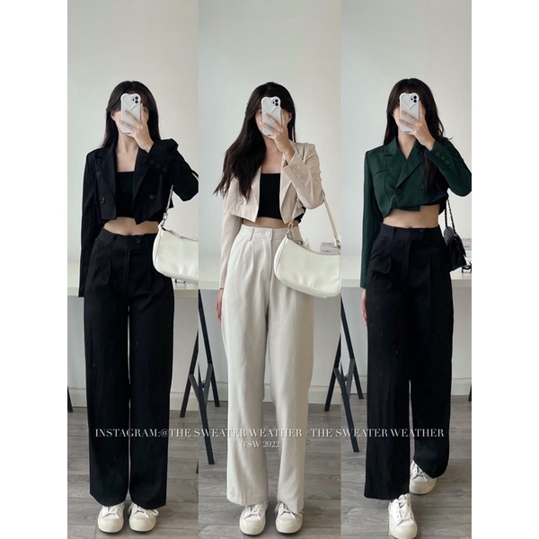 Áo khoác vest dáng croptop vải tuyết 1 lớp the.sweaterweather TSW (ảnh thật) | BigBuy360 - bigbuy360.vn