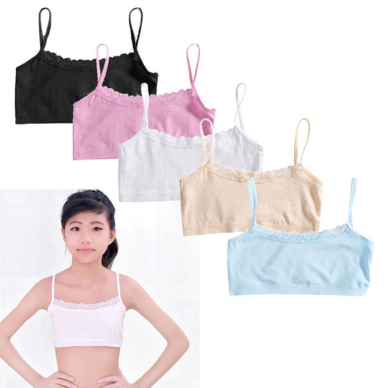 Set 4 Áo lót vải cotton Phối Ren Thời Trang Mùa Hè Cho Bé Gái