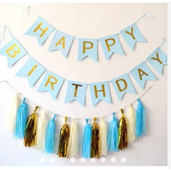 Banner dây happy birthday ép kim chữ vàng gold trang trí background Phụ kiện trang trí bàn tiệc sinh nhật happy birthday