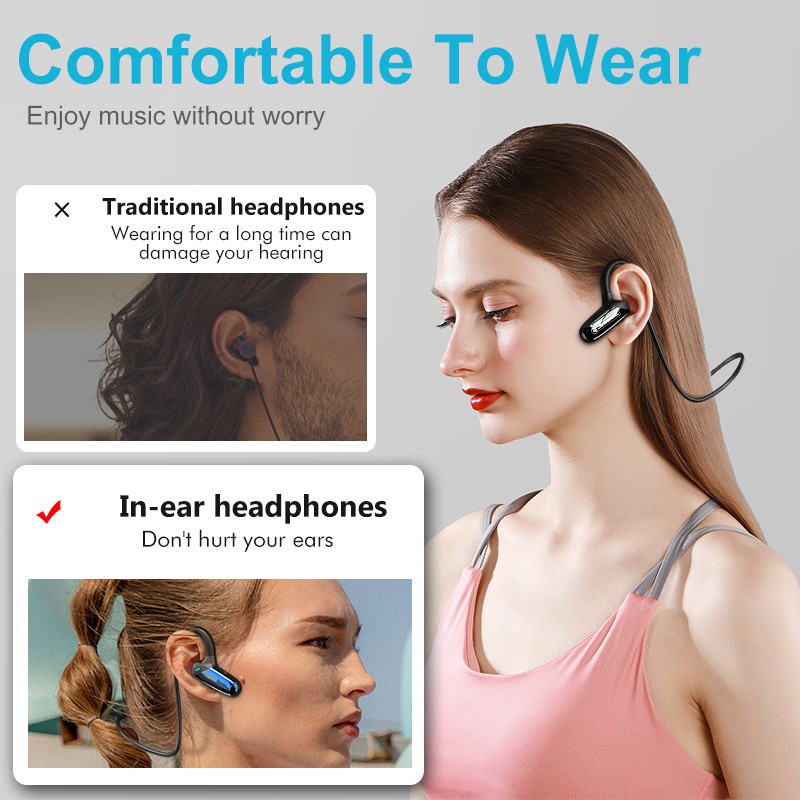 Tai Nghe Bluetooth 5.0 Chống Nước Ipx5 Đeo Cổ Tiện Dụng Kèm Phụ Kiện