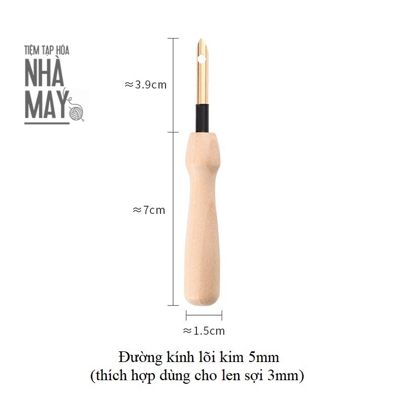 Kim thêu len cán gỗ loại nhỏ dùng trong Thêu nổi - Punch Needle
