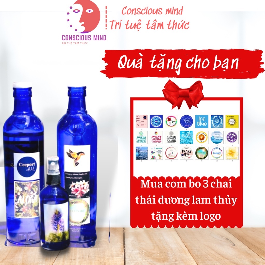Combo 3 Chai nước thái dương lam thủy thanh tẩy Ho'oponopono (2 chai 500ml & 1 nhỏ 100ml) Tặng logo & HDSD
