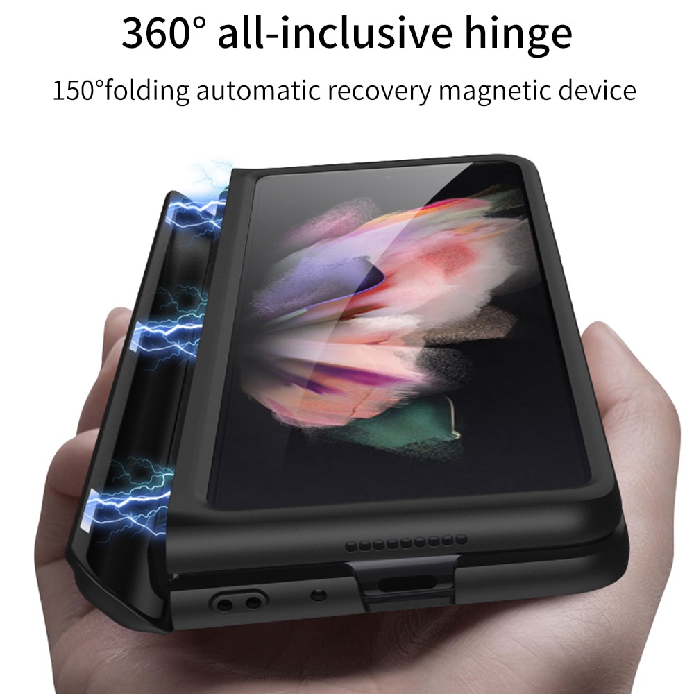Bao Da Điện Thoại Nắp Gập Từ Tính Có Giá Đỡ 3 Ngăn Cho Samsung Galaxy Z Fold 3 Fold3 W22