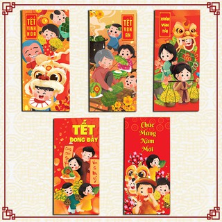 Set 200 bao lì xì tết 2024 Giá sỉ tận xưởng sum vầy giao đủ mẫu (Mẫu 5)