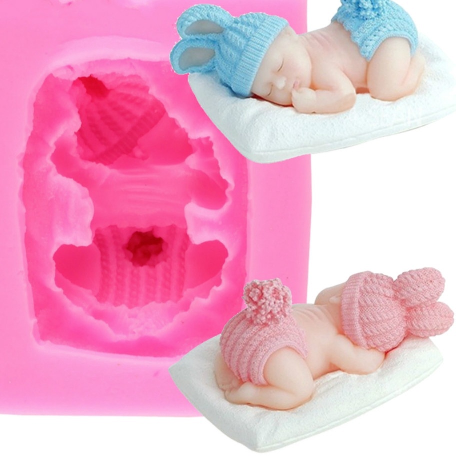 Khuôn Silicone Hình Em Bé Đang Ngủ Đáng Yêu
