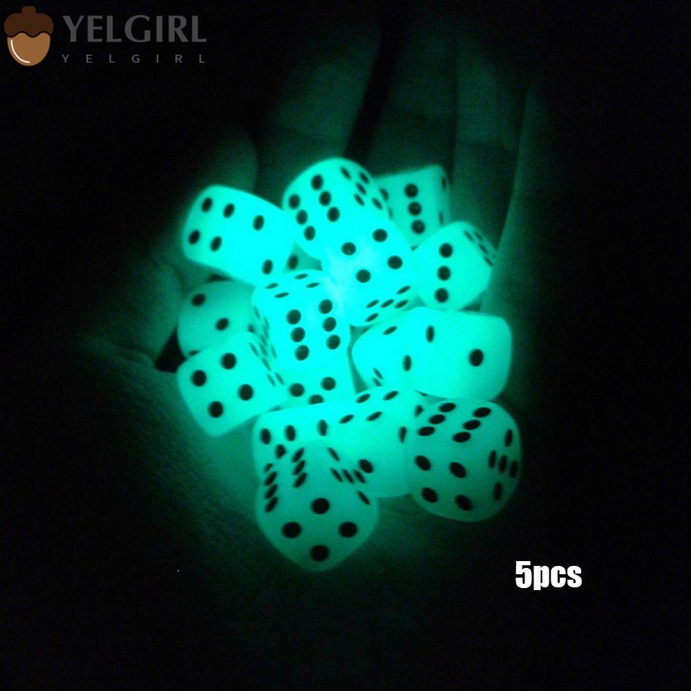 Set 5 khối xí ngầu tròn dạ quang 14mm 6 mặt vui nhộn