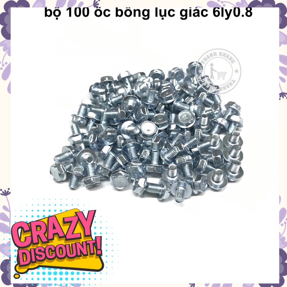 Bộ 100 ốc tán bông lục giác 6ly0.8 thanh khang 022000009