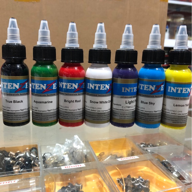 Set 7 màu mực tập xăm intenze,phát ngẫu nhiên đủ 7 màu