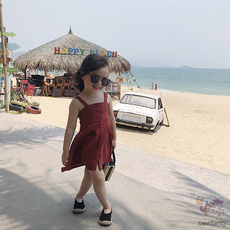 Đầm 2 dây phong cách Hàn Quốc thời trang mùa hè cho bé gái